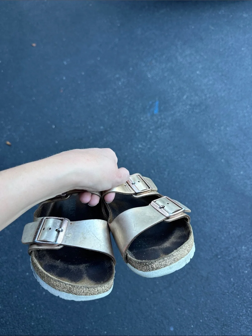 Birkenstock Metallic Rose Gold Double-Strap Sandals